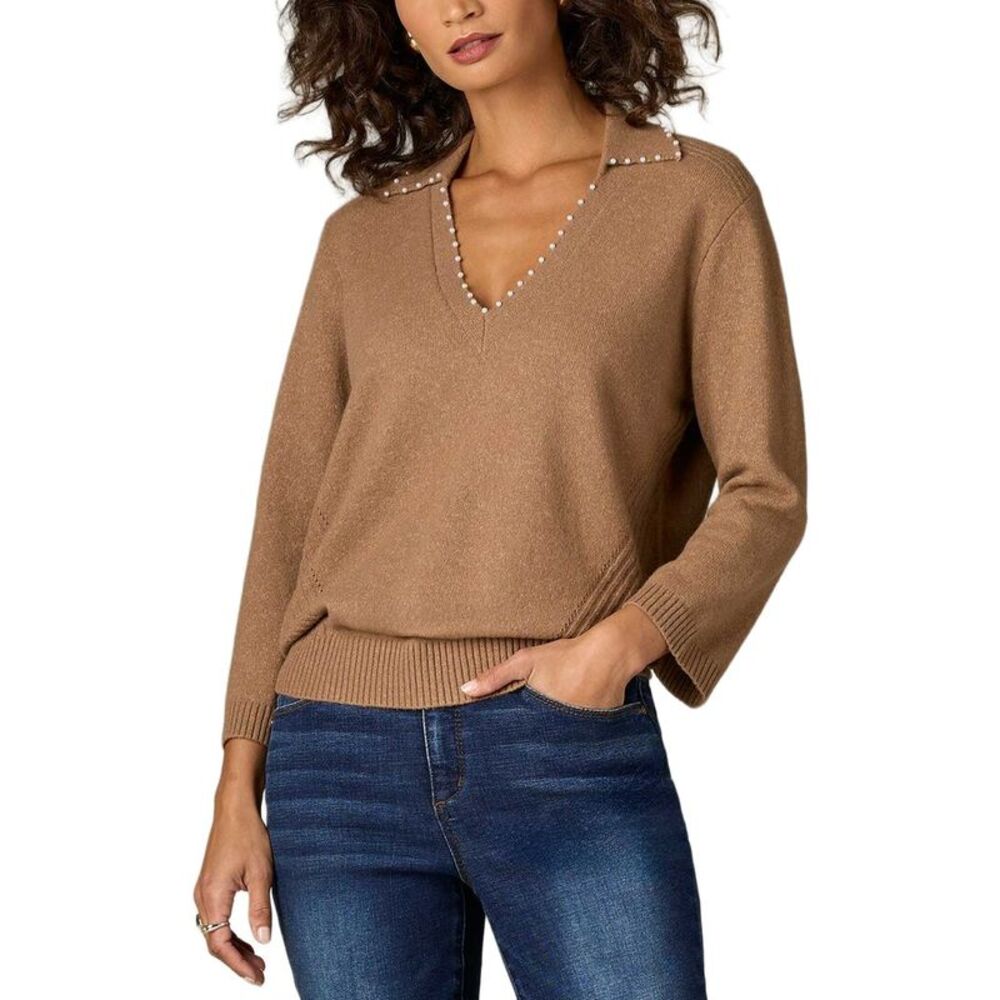 Wit & Wisdom Womens  Pearl Trim Sweater Top